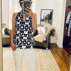 Bisou Bisou White/Black Halter Tank Size XS